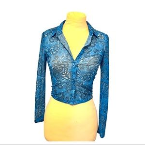 Sheer Blue Long Sleeved Top